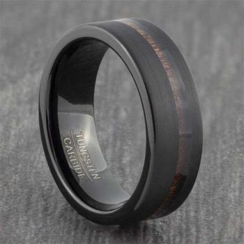 Anneau Biker en acier et titane, 8mm, noir, chaîne rotative en tungstène poli