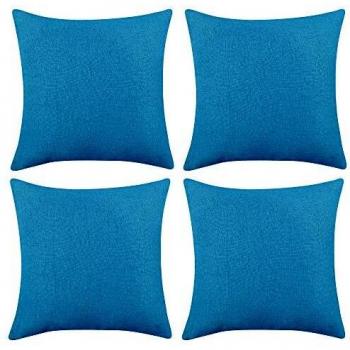 Coussins décoratifs extérieurs en lin, 4 housses 40x40 cm – fermeture invisible
