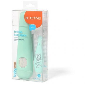 Cucchiaino BabyOno Verde con Base Succionante 6m+