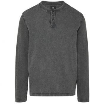 QS Langarmshirt Gewaschenes Henley-Longsleeve in Strukturjersey Waschung