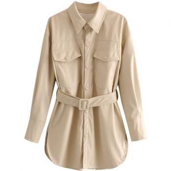 Chaqueta Chic Sintética con Cinturón