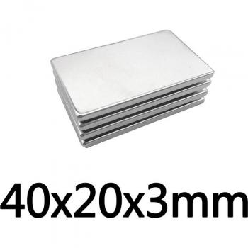 30PCS N35 40x20x3mm Thick (4 mm) Neodymium Magnetic Block