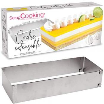 Cadre Pâtissier Rectangulaire Extensible en Inox 25-48 cm