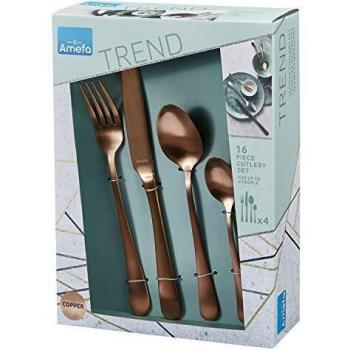 Amefa Copper 16 Piece Stainless Steel Cutlery Set