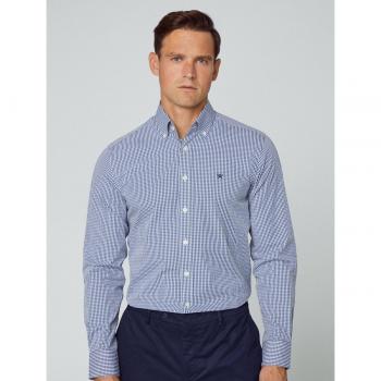 Camisa Slim Fit Essential Gingham de Hackett en Blanco/Navy