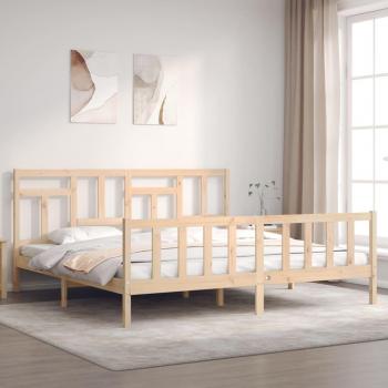 Cama Super King Size de madera maciza modelo Blindpiece con cabecera