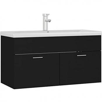 Armoire d'évier avec lavabo noir aggloméré
