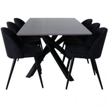 Ebuy24 7-teiliges Esszimmer-Set Piazza mit grauem Tisch