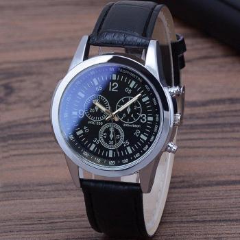 Business Style Men's Quartz Watch with Blue Glass