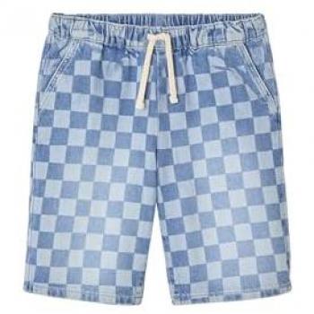 Bermuda JONEN loose en denim à motif damier