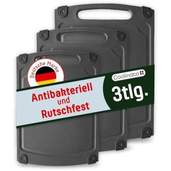 COOLINATO Küchen-Schneidebretter Set – 3 Teile, antibakteriell & rutschfest