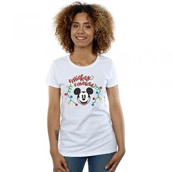 Dame’s Disney Kerstlicht T-Shirt met Mickey en Lichtbollen