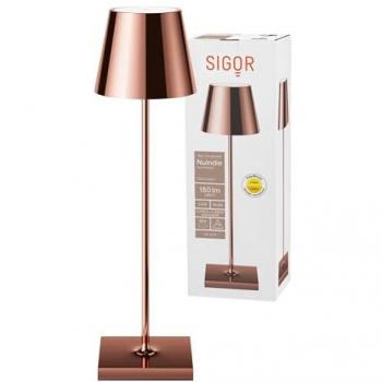 Lampada da tavolo Nuindie ricaricabile LED, USB-C, rame, IP54, dimmerabile