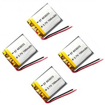 4X 3.7V 700mAh Rechargeable Lithium Li-Po Battery for MP3 MP4 GPS DVD LED Light Speaker