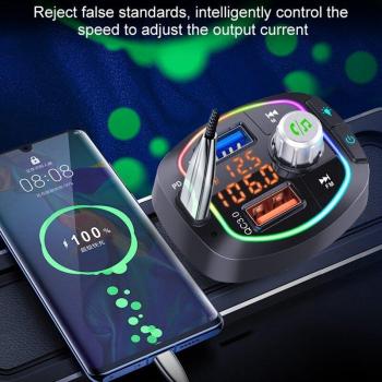 Receptor FM Bluetooth 5.0 para coche, con doble puerto USB y tarjeta TF BC66