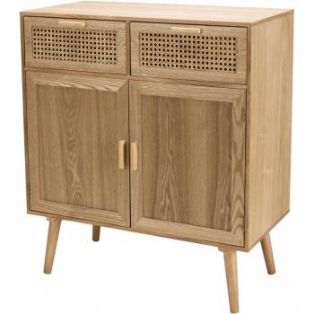 Buffet en bois naturel 2 tiroirs 2 portes