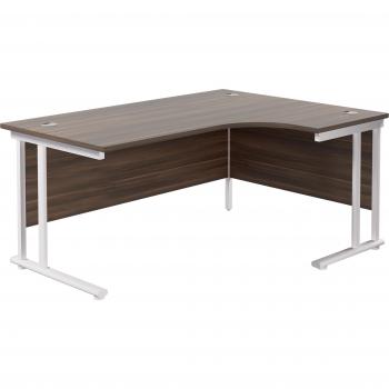 Twin Upright Right Handed Silver Frame Radial Desk with Pedestal