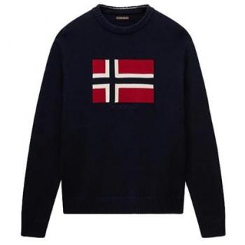 NapapiJiRi T-Shirt a Manica Lunga D‑Mura C – Marino / Rosso / Bianco