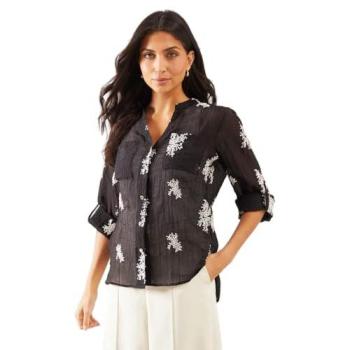 Womens Black Wallis Embroidered Overhead Top – Size 12
