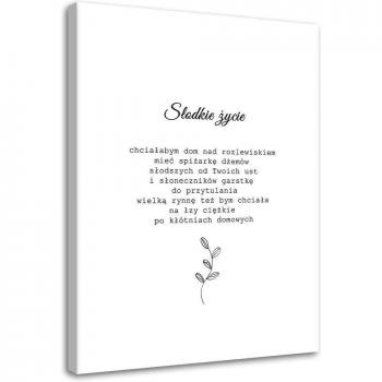 Toile Art Minimaliste Douce Vie 40x60 Blanc et Noir