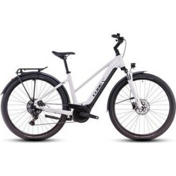 Cube Touring Hybrid One 625 Trapeze Elektro‑Hybrid Fahrrad – Shimano Cues 9S, 625 Wh, 700 mm, Baumwolle Weiß/Grau 2025
