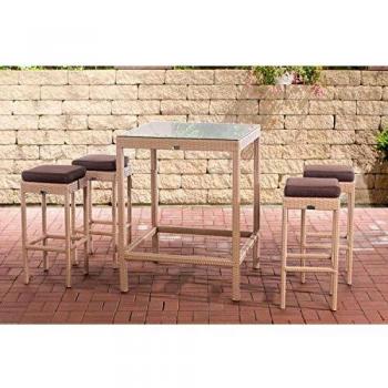 Alia Gartenbar-Set mit 4 Barhockern und Tisch