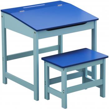 Angled Blue Kids Desk with Stool
