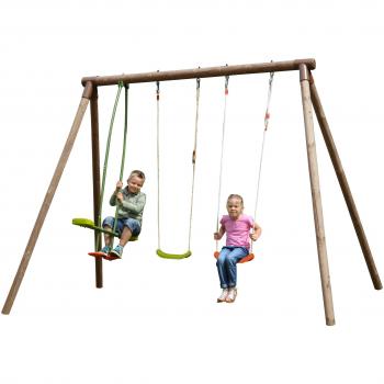 NEW PLAST Altalena in legno 2 posti + cavalluccio Ninfea