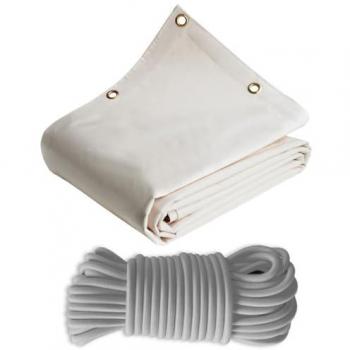Pack Toile Pergola Tecplast 3x4 m (Blanc Crème) + Bande Élastique 20 m Gris – Bâche Prête à Poser LP640PR