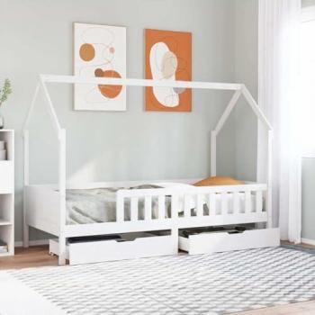 Kids Bed Frame with Drawers 80x200 cm Solid Pine Wood