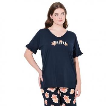 Elegantes Pyjamashirt für große Größen, Ulla Popken, blau
