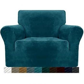 MAXIJIN – Housse de canapé 1 place en velours épais vert foncé