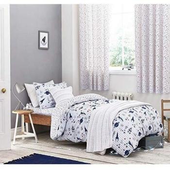 Blue Star-Print Eyelet Curtain, Bianca Style, 66×72