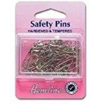 Hemline H410.1 Nickel Hardened & Tempered Safety Pins 34mm Size 1 30pk