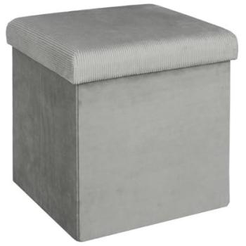 Pouf Design Rangement en Velours Gris