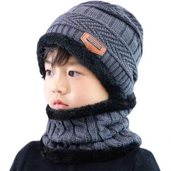 Faux Lederen Label Kinderen Winter Hoed en Sjaal Set