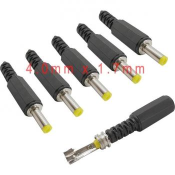 Rechthoekige DC Voedingsconnector Mannelijk 4,0mm x 1,7mm Zwart (5/10 stuks)