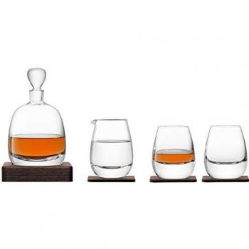 LSA Handmade Glass and Wood Whisky Set