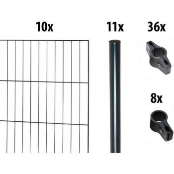 Einstabmattenzaun GARDEN 'N' MORE Set – 20 m Länge, 10 Elemente, 11 Rundpfosten, 200