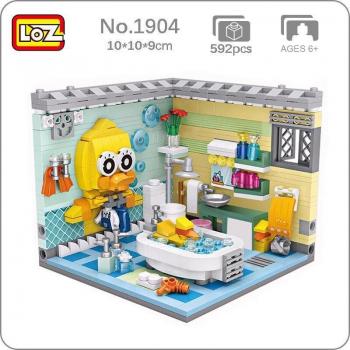 LOZ 1904 Mattoncini di Costruzione Casa Anatra Fiori DIY senza Scatola