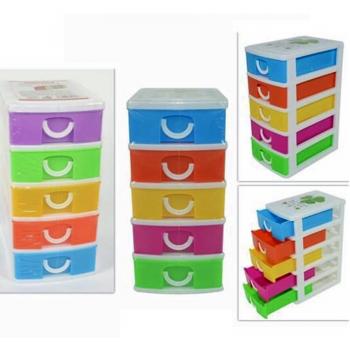 Cassettiera Portaoggetti in Plastica a 5 Cassetti Colorata 18,5x13x9
