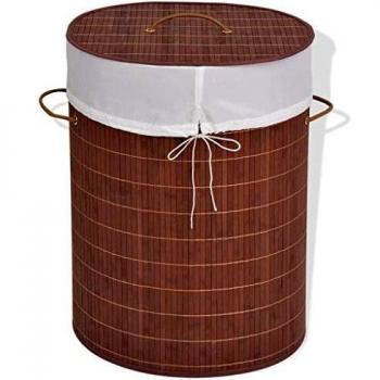 Bamboo Laundry Bin Oval Brown Vidaxl