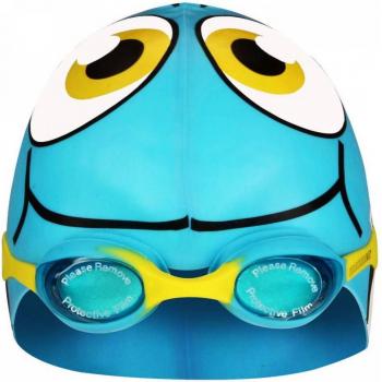 Polycrystal Swim Junior Bleu Pastel, ensemble bonnet+lunettes sportifs