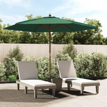 Guarda-sol Jardim VidaXL 299x240 cm Verde com Estrutura de Madeira