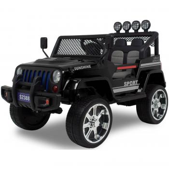 Jeep Monster Eléctrico para Niños 1 a 6 Años, 12V, USB, Arranque Suave, Mando a Distancia, Tarjeta SD, Negro