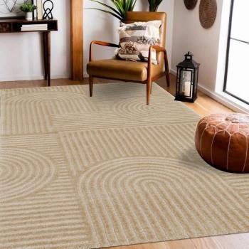 Un amour de tapis tapis salon 120x160 tissé beige rectangle motif géométrique CERABI