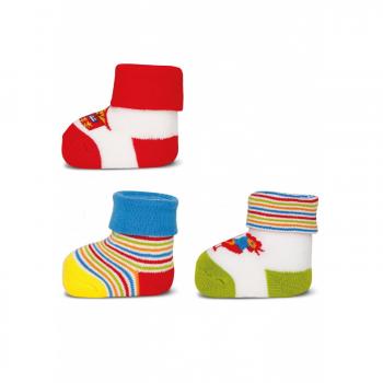 WeeRS 3‑er‑Set Babysocken Graziela – Bauernhof‑Design Weiß/Rot