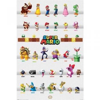 Poster Super Mario Parata Personaggi 278 Taglia Unica Nero