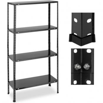 Estantería de Garaje Relaxdays, Metálica, 4 Baldas, Soporta 160 kg, 147,5 x 75,5 x 30,5 cm, Color Negro