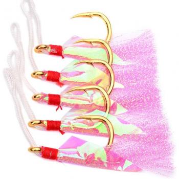 5pc Saltwater Fishing Jig Hooks with PE Line (Sizes 1/0-9/0)